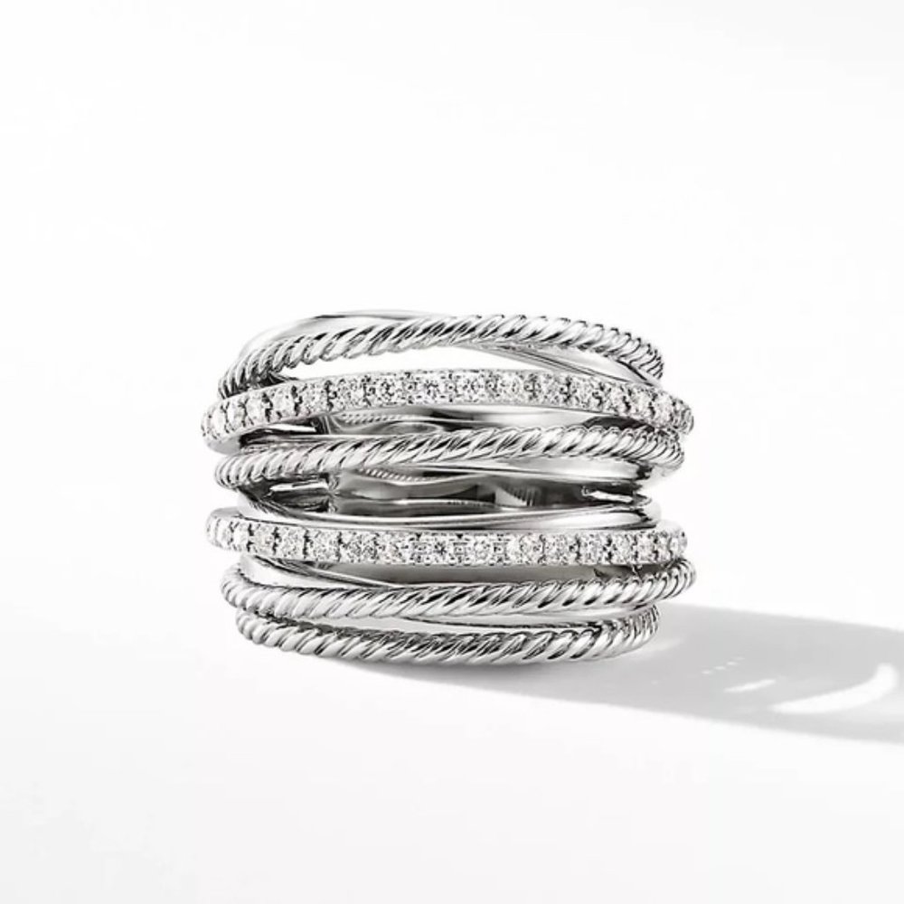 New 925 Sterling Silver Diamond Halo Ring - Picture 2 of 5